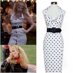 Kiss Me Deadly Dames White Polka Dot Dress Size Large